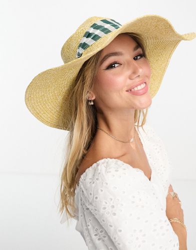 Cappello di paglia per il sole con falda piatta e finiture a righe - SVNX - Modalova