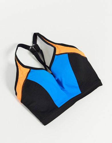 Coppe Grandi - Energy - Reggiseno sportivo leggermente imbottito con ferretto blu/arancione color block - Pour Moi - Modalova