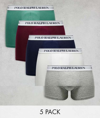 Confezione da 5 boxer , bianco, verde, bordeaux e grigio con fascia in vita con logo - Polo Ralph Lauren - Modalova