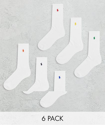 Confezione da 6 paia di calzini bianchi con logo multicolore - Polo Ralph Lauren - Modalova
