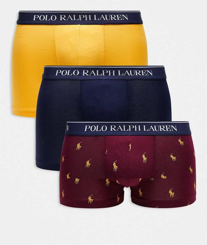 Confezione da 3 boxer aderenti color , rosso e blu navy con elastico in vita con logo - Polo Ralph Lauren - Modalova