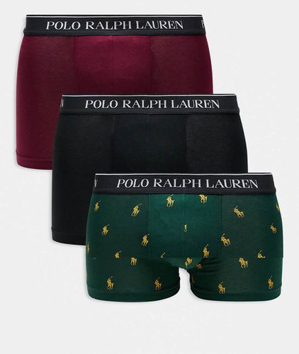 Confezione da 3 boxer aderenti color rosso, verde e con elastico in vita con logo - Polo Ralph Lauren - Modalova