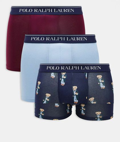 Confezione da 3 boxer aderenti rossi, e navy con fascia in vita con logo - Polo Ralph Lauren - Modalova