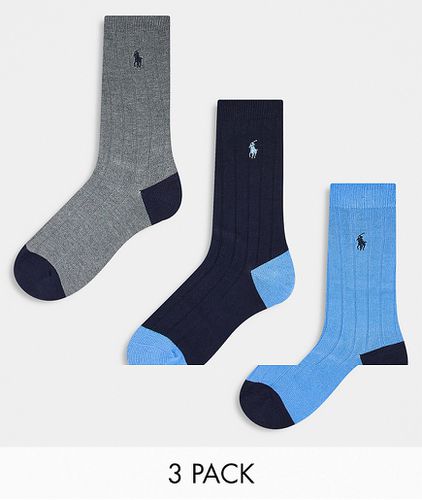 Confezione da 3 paia di calzini , grigi e navy con logo - Polo Ralph Lauren - Modalova