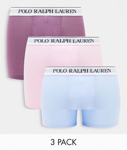 Confezione da 3 paia di boxer aderenti viola/blu/rosa con elastico in vita a contrasto con logo - Polo Ralph Lauren - Modalova