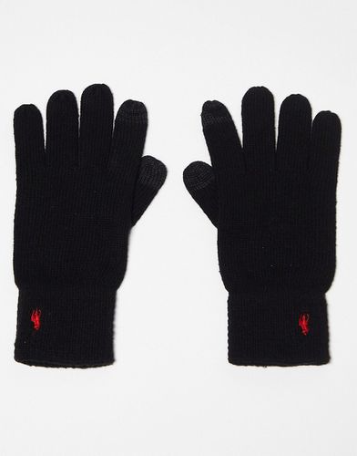 Guanti neri in lana con logo per touchscreen - Polo Ralph Lauren - Modalova