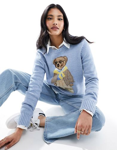 Maglione azzurro con logo a orsetto - Polo Ralph Lauren - Modalova