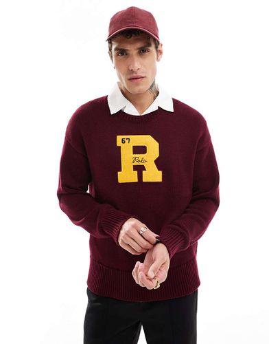 Maglione bordeaux sportivo stile rétro college in cotone - Polo Ralph Lauren - Modalova