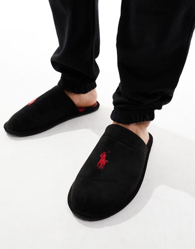 Pantofole nere con logo rosso - Polo Ralph Lauren - Modalova