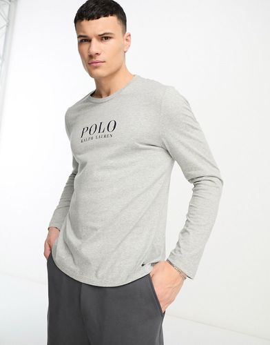 T-shirt a maniche lunghe da casa grigia con scritta del logo sul petto - Polo Ralph Lauren - Modalova
