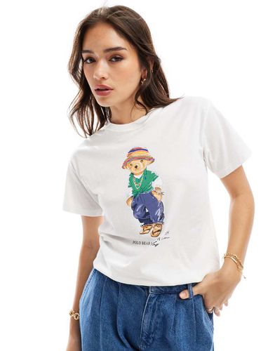 T-shirt bianca con logo orso e macchina - Polo Ralph Lauren - Modalova