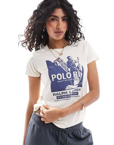 T-shirt color panna con stampa - Polo Ralph Lauren - Modalova