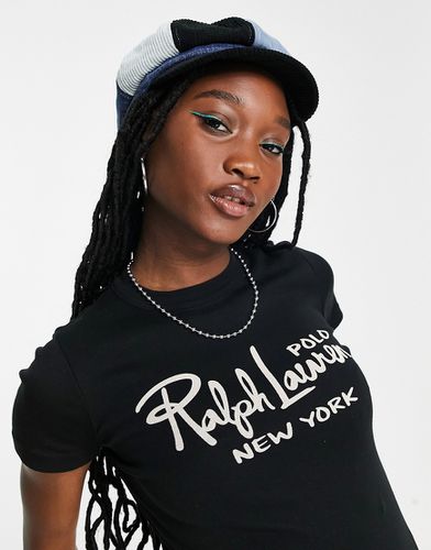 T-shirt nera a coste - Polo Ralph Lauren - Modalova