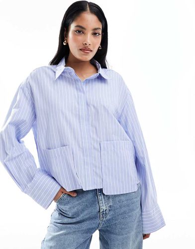 Pieces - Camicia corta blu a righe - Pieces - Modalova