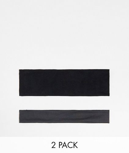 Confezione da 2 fasce per capelli in jersey nera e grigia - Pieces - Modalova