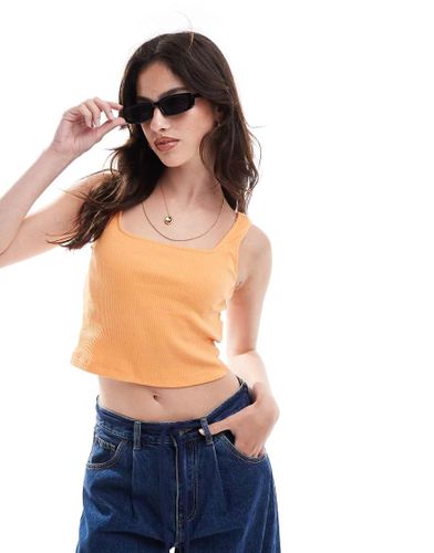 Crop top à encolure carrée - Mandarine - Pieces - Modalova