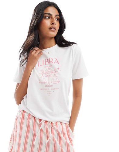 T-shirt bianca con segno zodiacale "Libra" - Pieces - Modalova