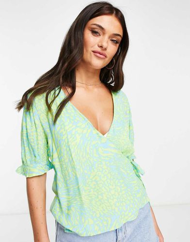 Blusa screziata a portafoglio e verde - Pimkie - Modalova