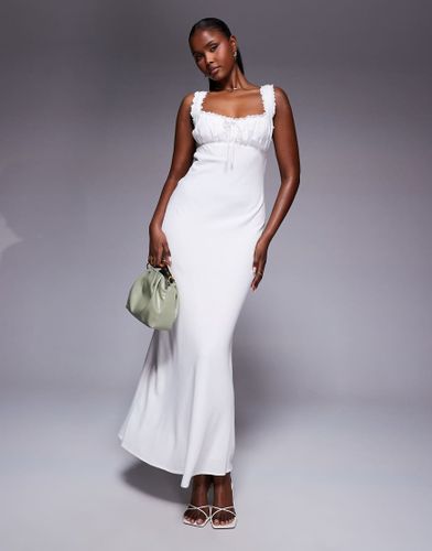 Lillette - Robe longue en lin mélangé avec détails en dentelle et dos ouvert à liens sur le devant - Princess Polly - Modalova