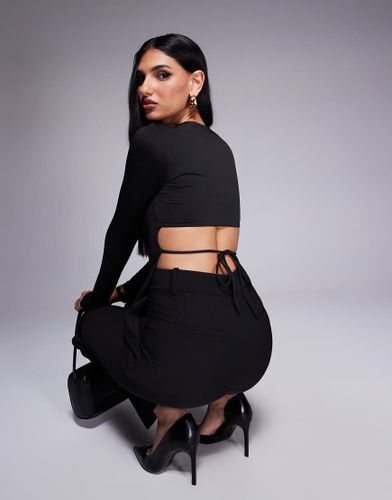 Top double épaisseur coupe près du corps à dos ouvert noué et manches longues - Princess Polly - Modalova