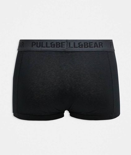 Confezione da 3 boxer aderenti con fascia in vita a contrasto neri e grigi - Pull & Bear - Modalova