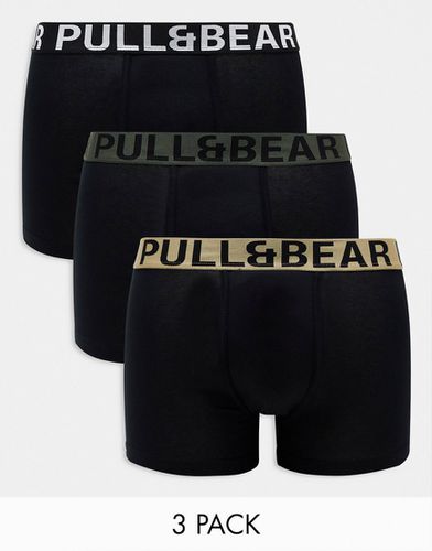 Confezione da 3 boxer kaki, nude e neri - Pull & Bear - Modalova
