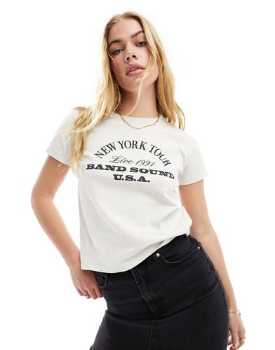 T-shirt color écru con grafica "New York Tour" - Pull & Bear - Modalova