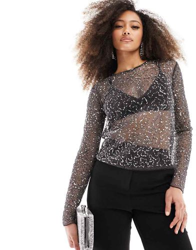 Top con paillettes e scollo ampio sul retro - Pull & Bear - Modalova