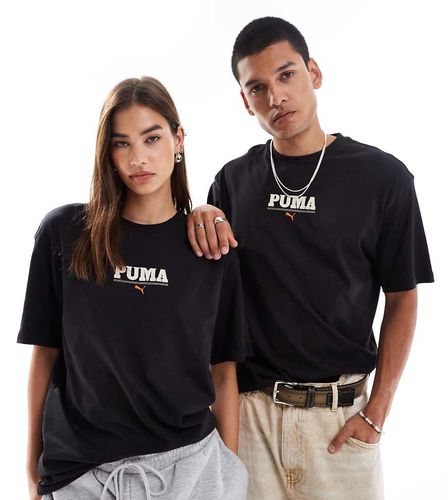 T-shirt nera con logo al centro - Puma - Modalova