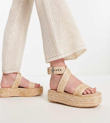 Crystal - Sandali flatform in rafia colore naturale - Raid Wide Fit - Modalova