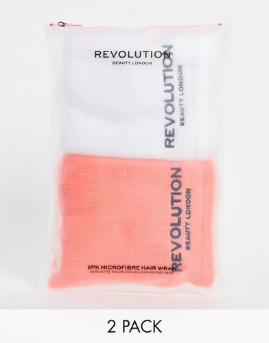 Revolution - Hair - Confezione da 2 asciugamani per capelli in microfibra bianco/corallo - Revolution Hair - Modalova