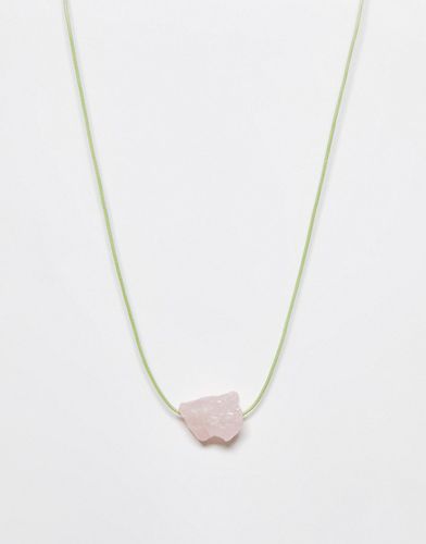 Collana unisex in corda con pietra di quarzo rosa - Reclaimed Vintage - Modalova