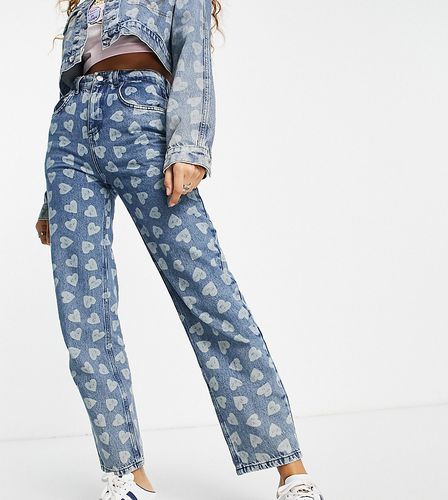 Inspired - Jeans larghi stile anni '90 con stampa con cuori - Reclaimed Vintage - Modalova