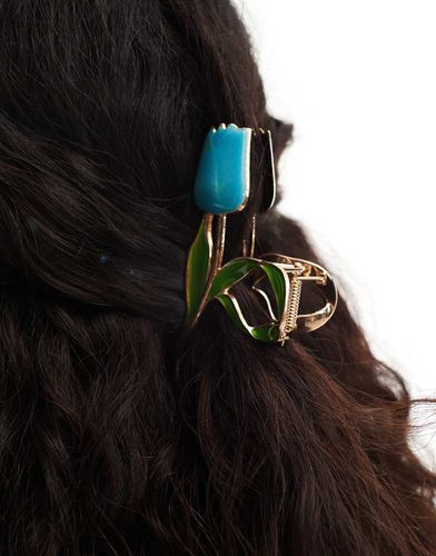 Pinza per capelli con tulipano blu - Reclaimed Vintage - Modalova