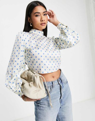 Blusa accollata a pois con allacciatura sul retro, colore - River Island - Modalova