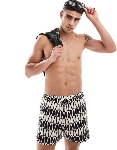 Boxer da bagno neri con stampa monocromatica - River Island - Modalova