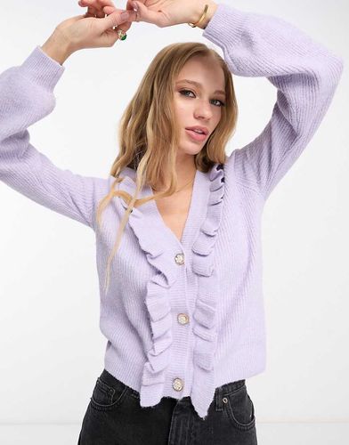 Cardigan lilla con colletto con volant - River Island - Modalova