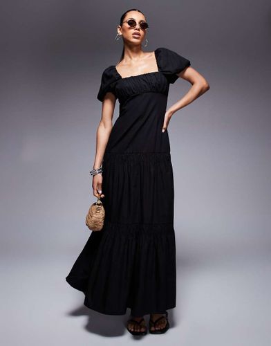 Robe tendance folk mi-longue à manches bouffantes - River Island - Modalova