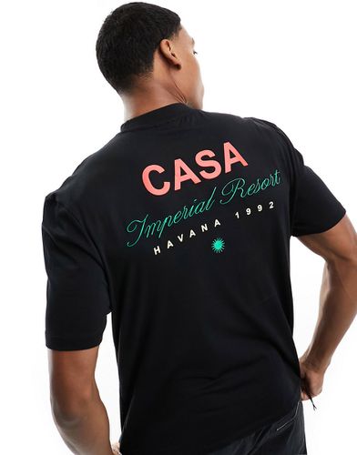 T-shirt nera con stampa hotel "Casa" - River Island - Modalova