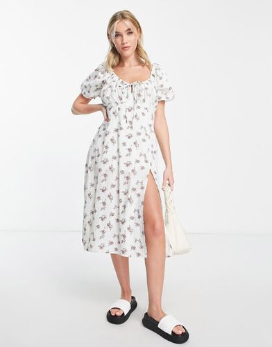 Vestito milkmaid da giorno midi a fiori - Wednesday's Girl - Modalova