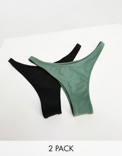 Confezione da 2 slip bikini brasiliano nero e kaki - Weekday - Modalova