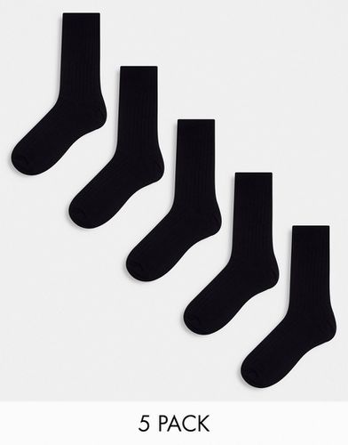 Confezione da 5 paia di calzini neri a coste - Weekday - Modalova