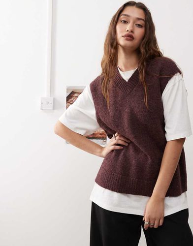 Kayla - Maglione senza maniche oversize vino in misto lana con scollo a V - Weekday - Modalova