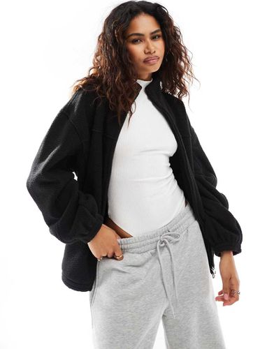 Lea - Felpa oversize nera in pile con zip - Weekday - Modalova