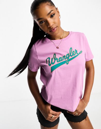 Wrangler - T-shirt viola con logo - Wrangler - Modalova