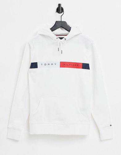 Felpa bianca con cappuccio e logo sul petto - Tommy Hilfiger - Modalova