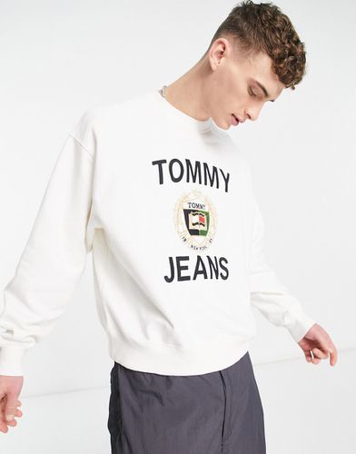 Felpa grigia con logo grande - Tommy Jeans - Modalova