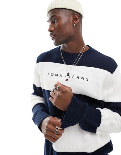 Maglione vestibilità classica multicolore a righe con logo lineare - Tommy Jeans - Modalova