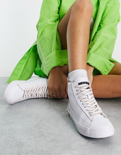 Sneakers alte in pelle bianche con logo a bandiera - Tommy Jeans - Modalova