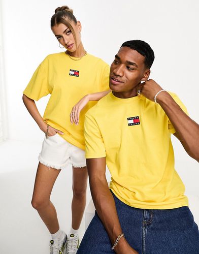T-shirt unisex gialla con stemma centrale del logo - Tommy Jeans - Modalova